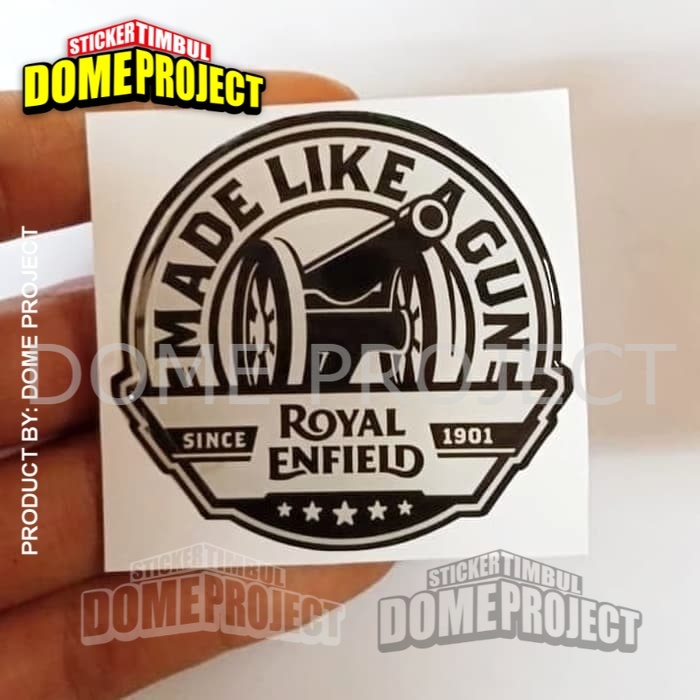 STIKER MOTOR EMBLEM ROYAL ENFIELD MADE LIKE GUN STIKER RESIN TIMBUL LENTUR MOTOR STICKER HELM AKSESORIS BODY