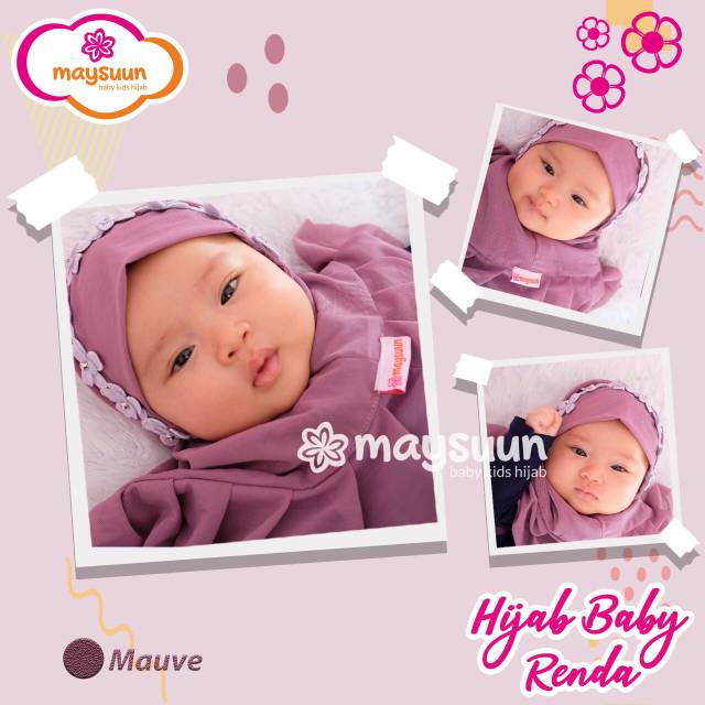 Hijab Baby Renda Kembang cantik warna Mauve
