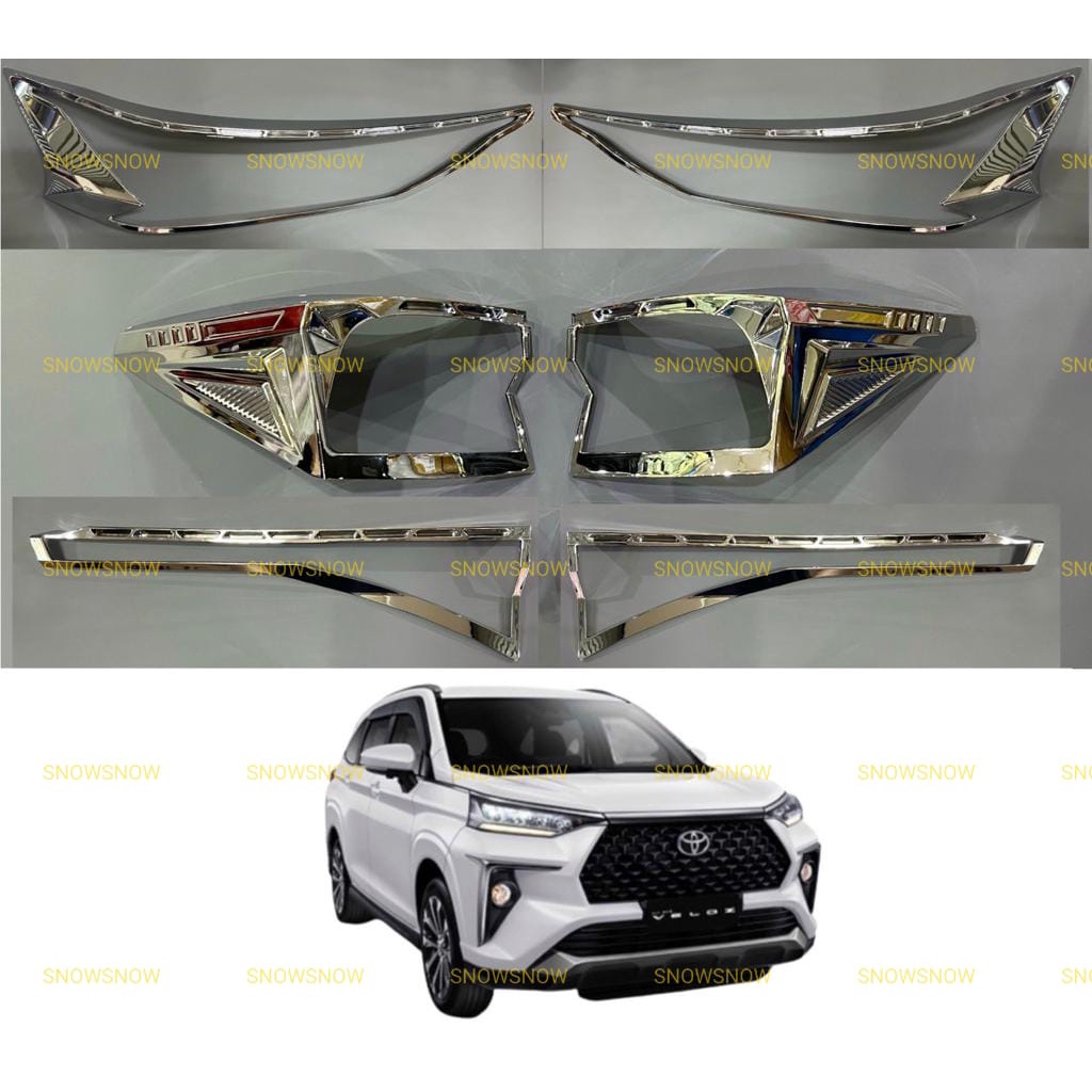 Paket Garnish Lampu Depan Belakang Veloz 2021 2022 UP Chrome