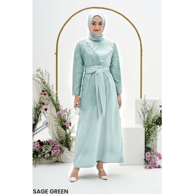 Asyaqila Lace Satin Maxi Dress Gamis Terbaru/  Gamis Pesta Mewah / Long Dress Satin tile