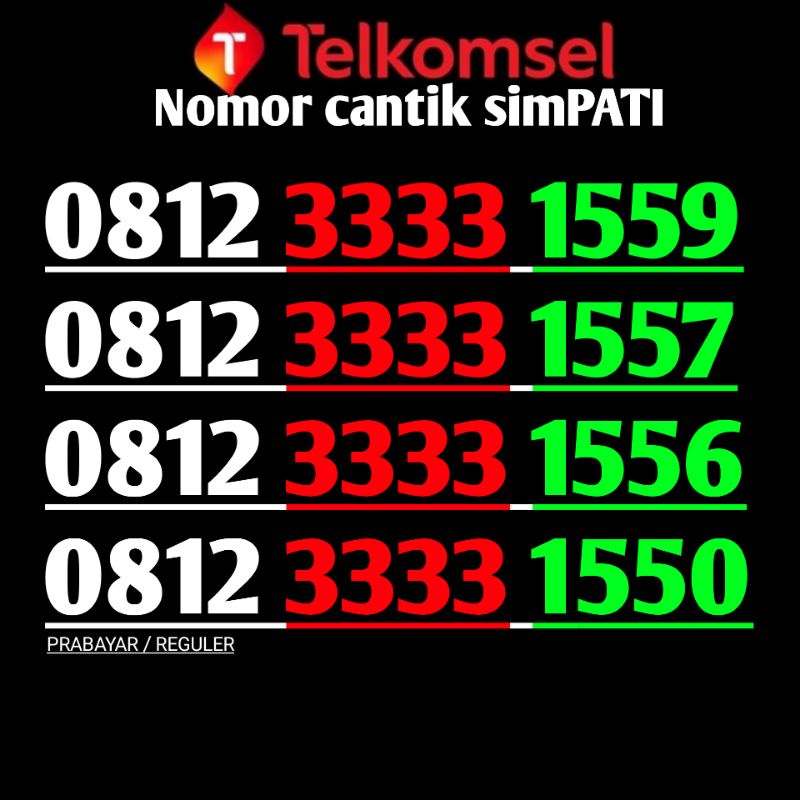 nomor cantik simpati 3333