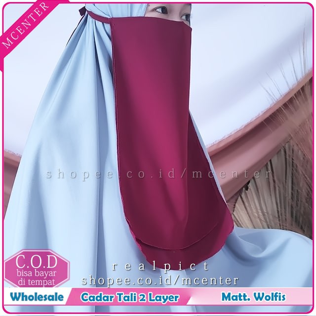 Cadar Wolfis Tali 2 Layer Husna Purdah Woolpeach Polos Ala Malay