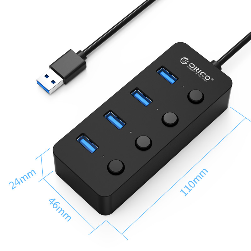 USB 3.0 High Speed USB HUB 4 Port with On Off Switch - W9PH4-V1