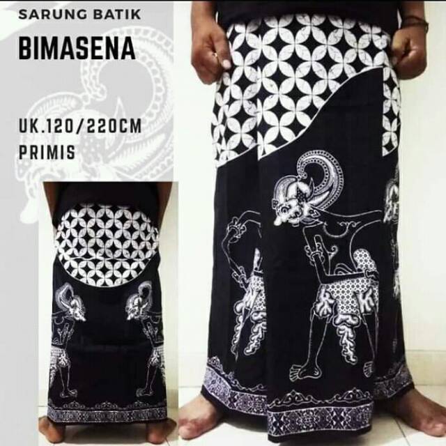 Sarung Batik Wayang Bimasena sarung benowo hitam putih