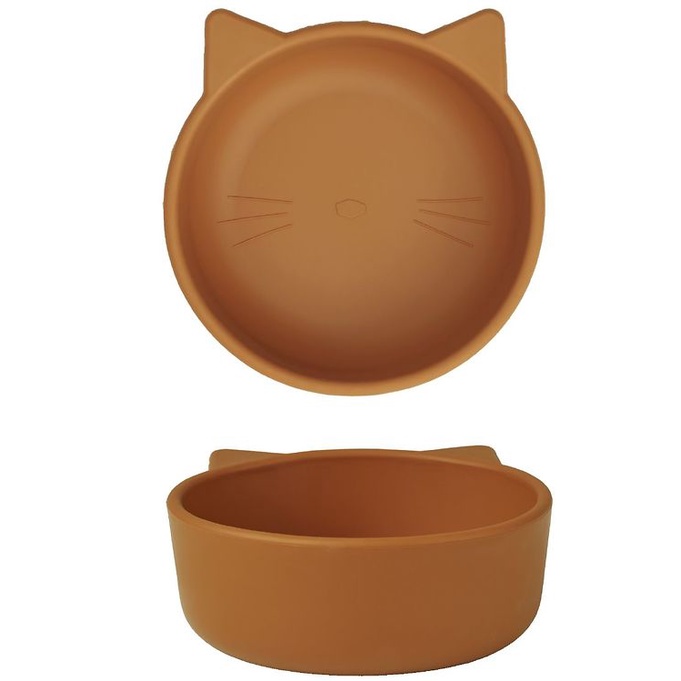 Liewood Cyrus Dinner Set Silicone - Cat Mustard - Dinnerset 3 Pack Plate Bowl and Cup - Gift Kado Hadiah Anak