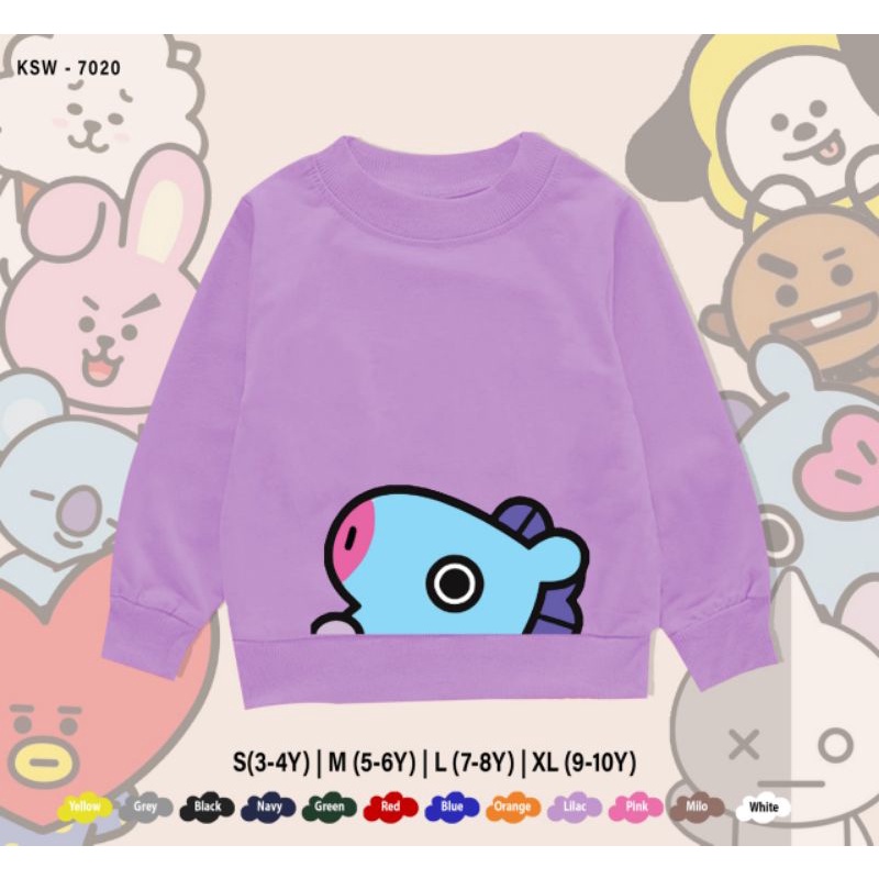 SWEATER ANAK BT21 TATA/RJ/MANG/KOYA/COOKY/SHOOKY/CHIMMY/VAN