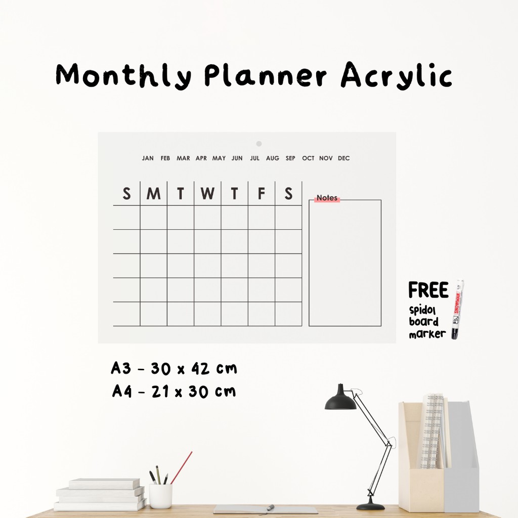 

Custom Monthly Planner Akrilik - To Do List + Barcode Spotify