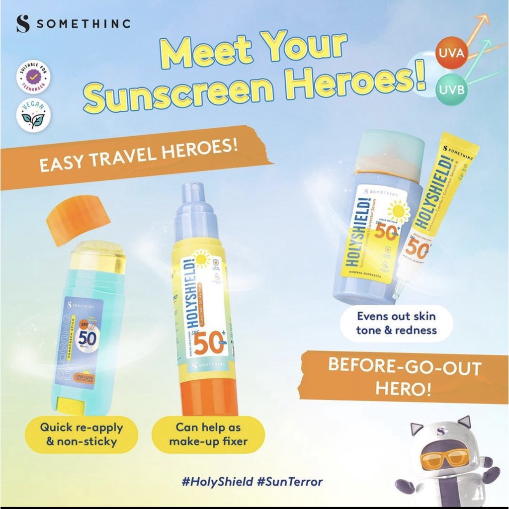 SOMETHINC Holyshield! Sunscreen Comfort Corrector Serum SPF 50+ PA++++ Somethinc Holyshiled Sunscreen Shake Mist SPF 46PA+++  / holyshield uv watery sunscreen gel / No Sebum Mineral Blur Translucent Loose Powder SPF 30 PA++