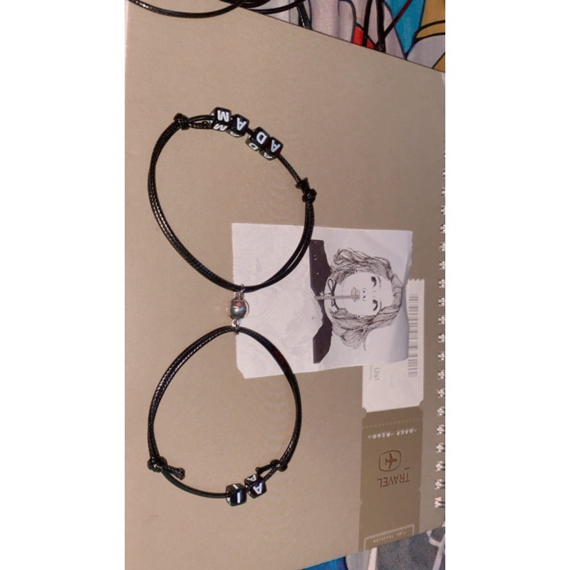 Gelang dadu inisial Magnet / gelang bracelet magnet couple / kado sahabat / pacar