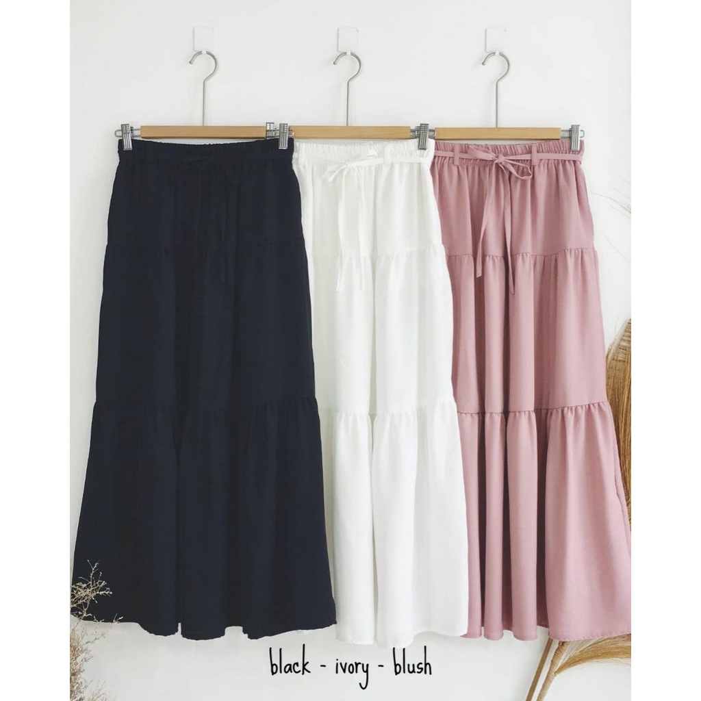 Rok Rempel Susun Sella Skirt Rok Ruffle Panjang Wanita