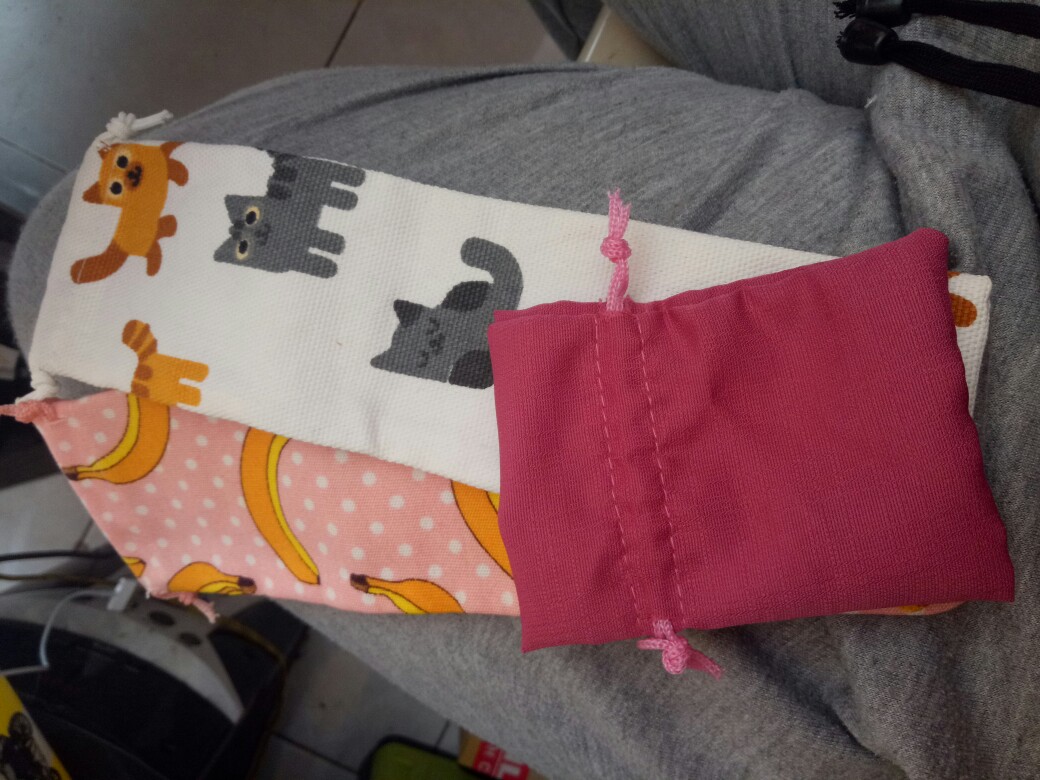 Pouch Kantong Serut Aksesoris / Sedotan Stainless / Kacamata Bahan Bludru Blacu Kanvas Custom Size