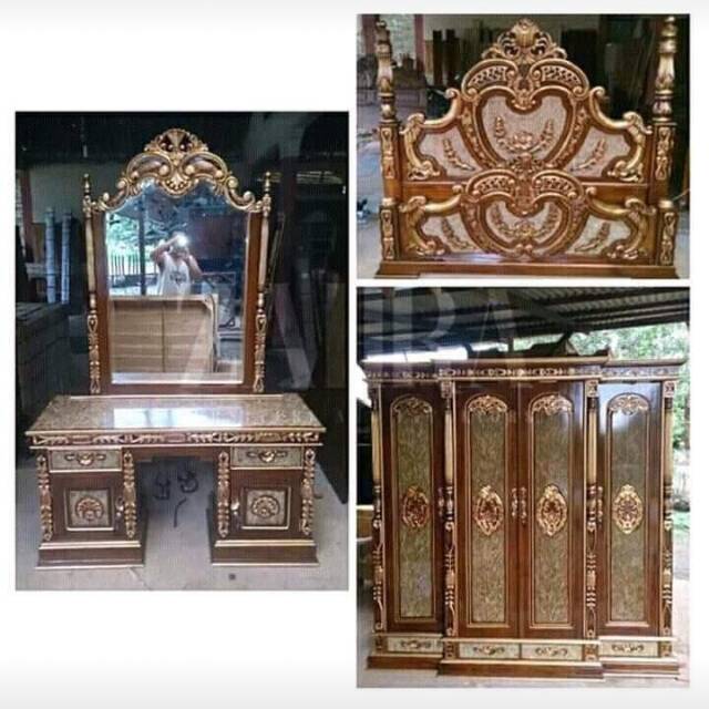 Kamar set kayu jati adinda lemari pintu 4 - meja rias - tempat tidur