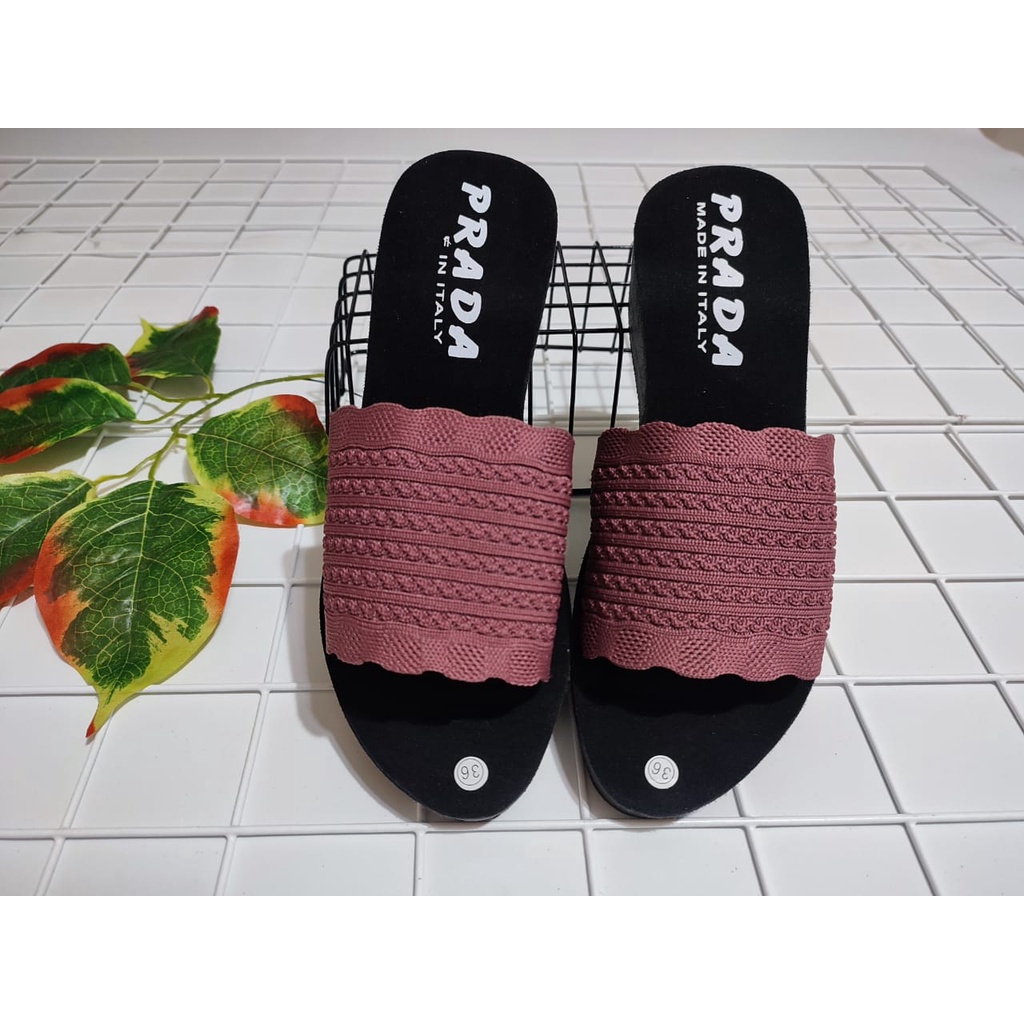 SANDAL WEDGES WANITA RAJUT POLOS NEW 2022