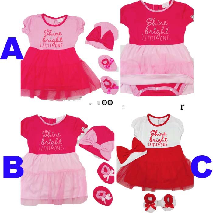 Baju Bayi Perempuan Jumper Dress BONUS Topi Shine Little One