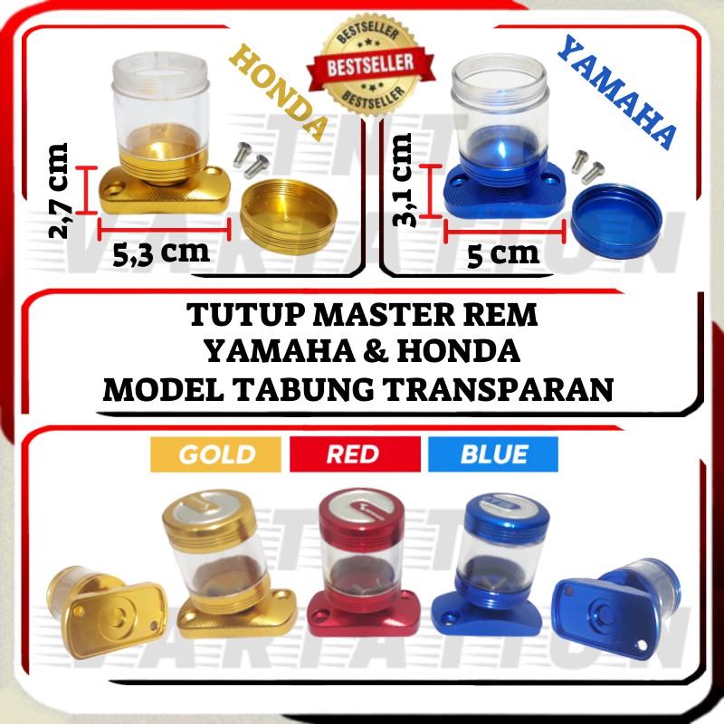 Tutup Minyak Master Rem Variasi Tabung Transparan Kaca Yamaha Honda Nmax/Aerox/Beat/Vario/Scoopy