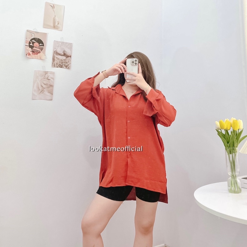 lookatmeofficial • Lora Oversize Shirt - Kemeja Basic Wanita Oversize