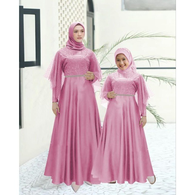 Gamis Terbaru Couple Kondangan Pasangan Ibu Dan Anak Maxi Couple Tiara Matt Moscrepe Good qualty premium