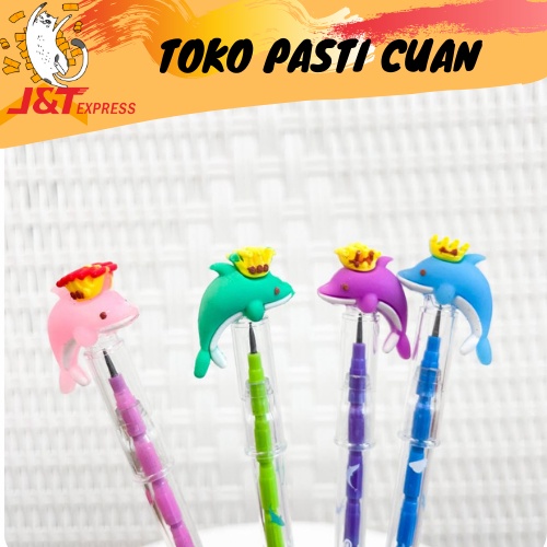 

pensil peluru karakter hewan lumba lumba pensil lucu fancy bisa COD
