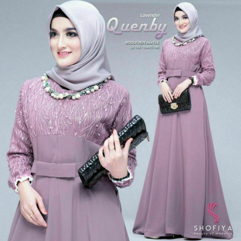 Gamis Pesta Jumbo LD 120 Quenby Ori Shofiya Gamis Brukat Prita Syar'i asdf Muslim Wanita Terbaru