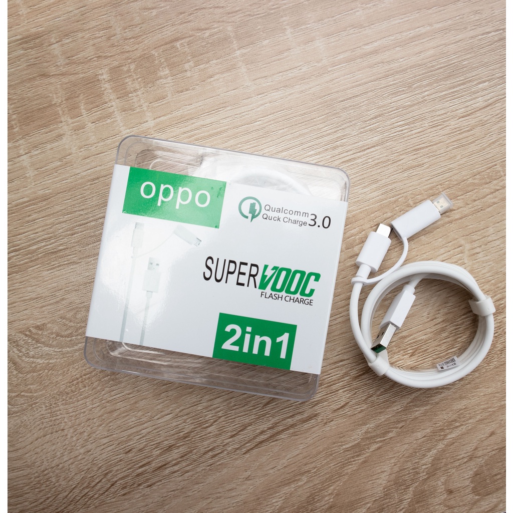 Kabel Data Oppo 2 In 1 USB &amp; Type-C /Fast Charging Super Vooc 3.0
