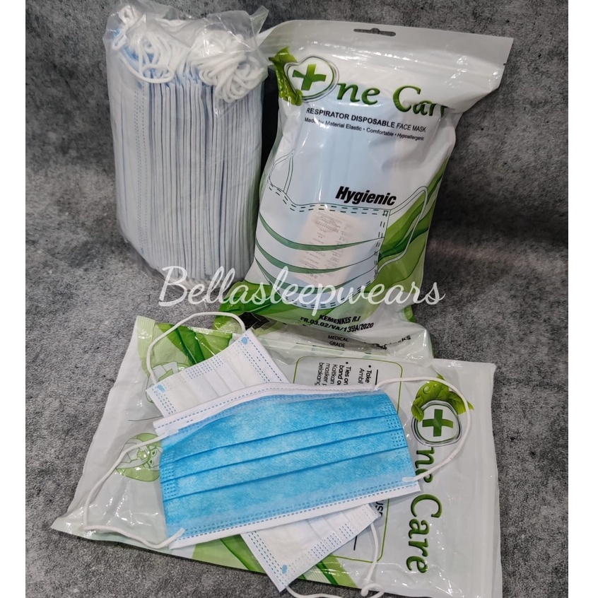 NECARE POUCH 3PLY MASK - MASKER NECARE NE CARE SATCHET HYGENIC HYGIENIC 3PLY EARLOOP BIRU WARNA ISI 50 PC