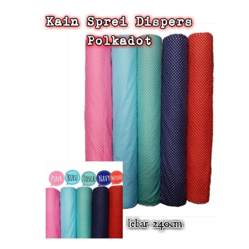 bahan kain seprei sprei gorden gordyn katun dispers polkadot