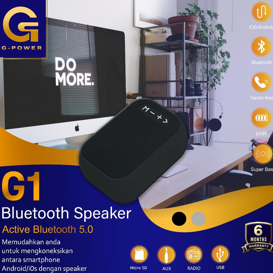 GPOWER SPEAKER BLUETOOTH G1 BLUETOOTH VERSION 5.0 SUPER BASS GARANSI 6 BULAN