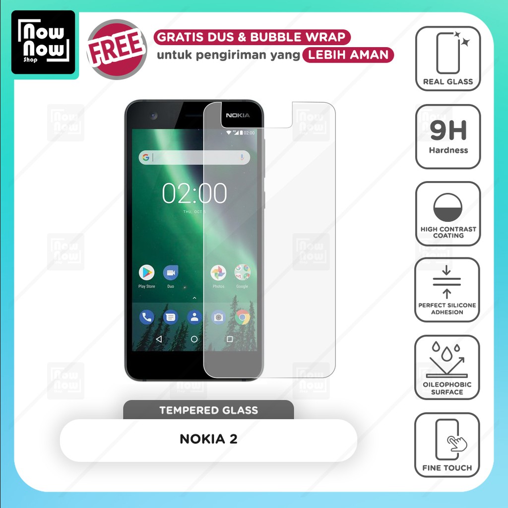 Tempered Glass Anti Gores Nokia 2 Screen Guard Protector 9H Kaca Temperglass