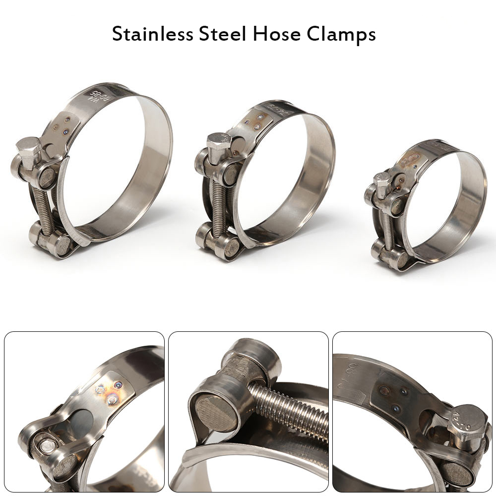 1pc Klem Selang Pipa Knalpot Kuat Bahan Stainless Steel Dengan Baut T Untuk Perbaikan