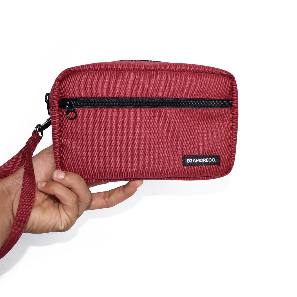 clutch pria unisex hand bag mini - merah marun EMHB89