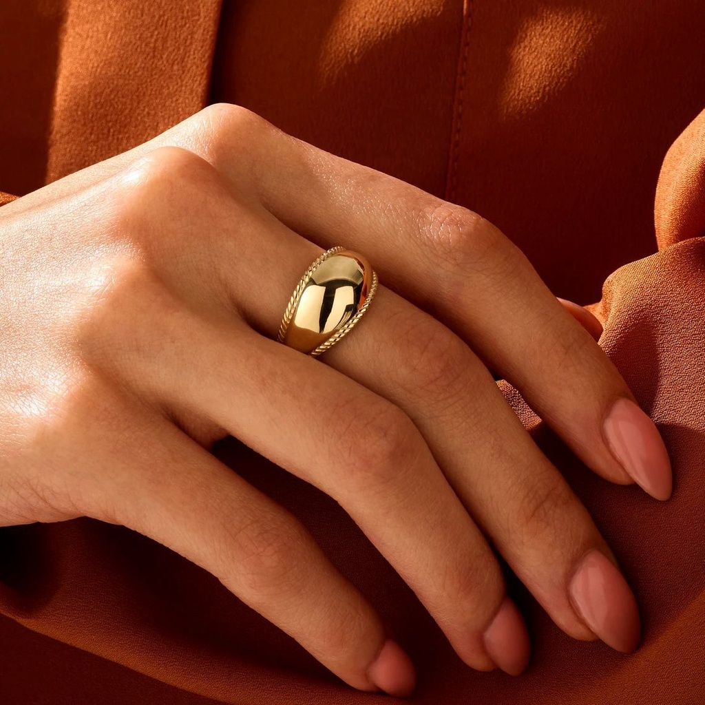 Cincin Model Terbuka Warna Emas glossy Untuk Pria Dan Wanita