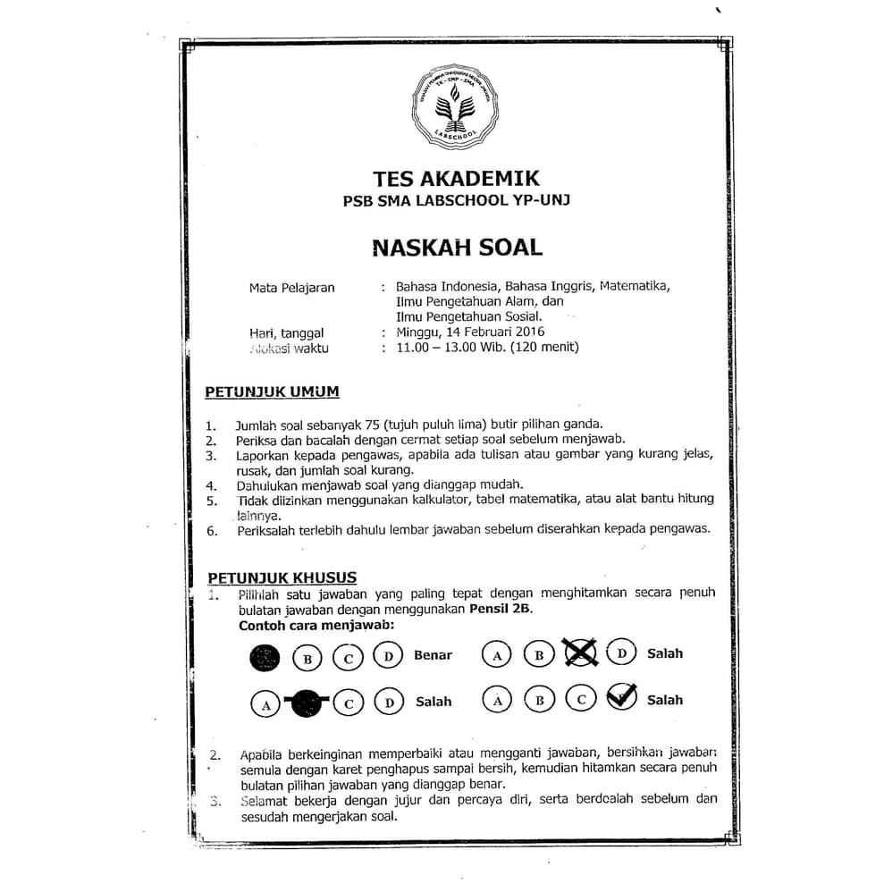 Modul Soal Test Sma Labschool 2019 Shopee Indonesia