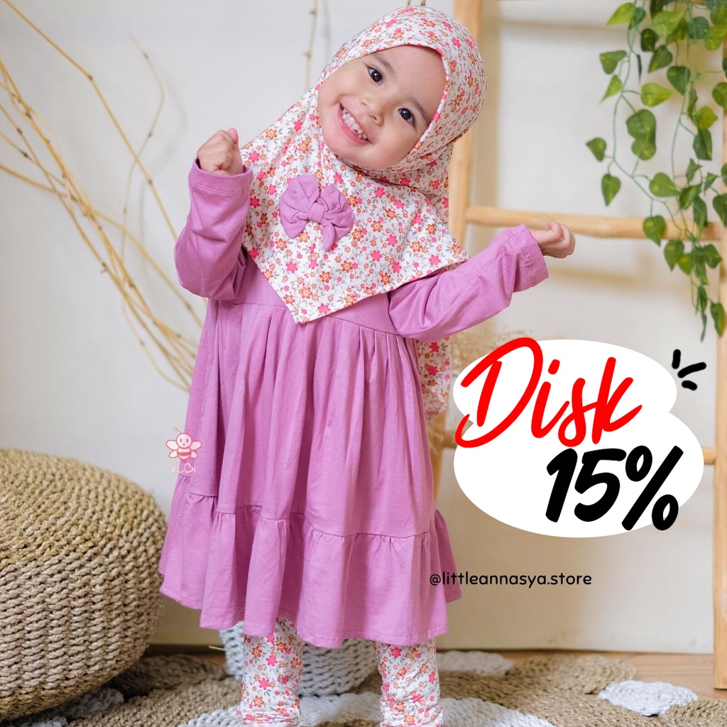 Baju Muslim Anak Perempuan / Baju Muslim Anak Cantik 1-5 Tahun Nayla / One Set Piyama Rayon / Setelan Anak Rayon / Setelan Baju Muslim Anak Perempuan Terbaru Nayla Series