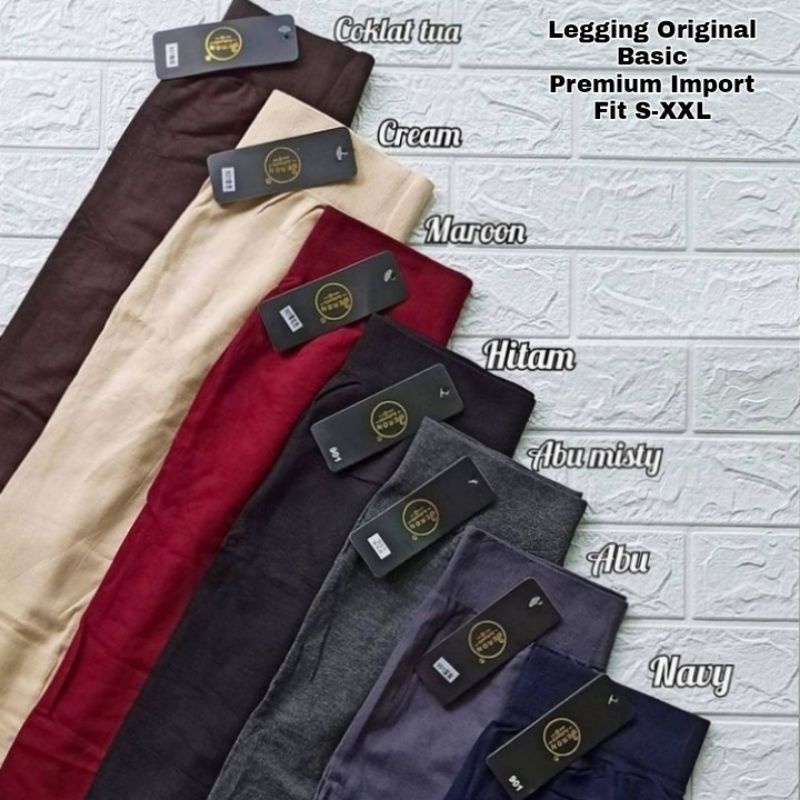 Legging Polos Import Hw Premium Tebal Fit S-XXL (Bb 40-85 kg) Jumbo