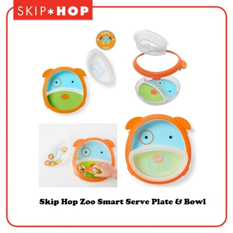 Skip Hop Zoo Smart Serve Plate &amp; Bowl Piring Makan Anak - Dog