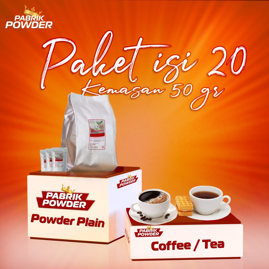 Powder Coffee &amp; Tea 1 Pack isi 20 @kemasan 50gr Plain