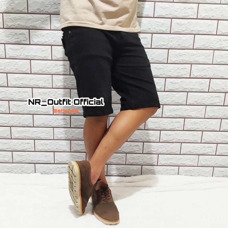 Celana Jeans Pria RC Pendek Slim Fit Surfing Casual  Hitam Pekat 27-38 NR_Outfit Official COD