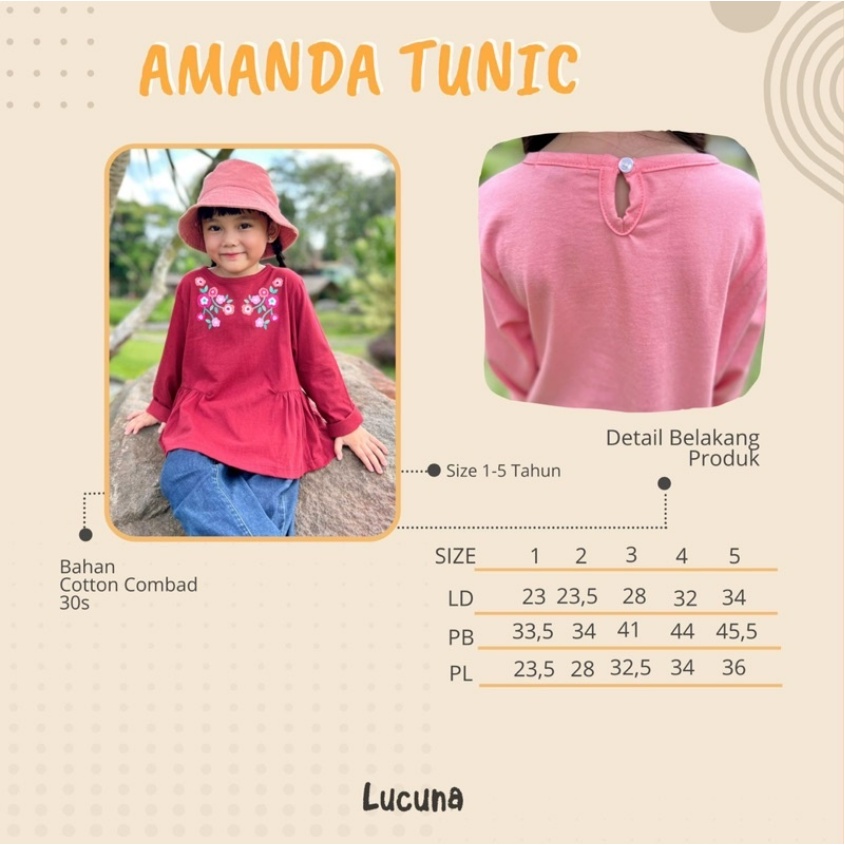 Smilee Tunik Amanda 1-5 Tahun Blouse Anak Perempuan Tangan Panjang Raya / Tunik Lebaran / Pakaian Muslim Motif Bunga CBKS S23