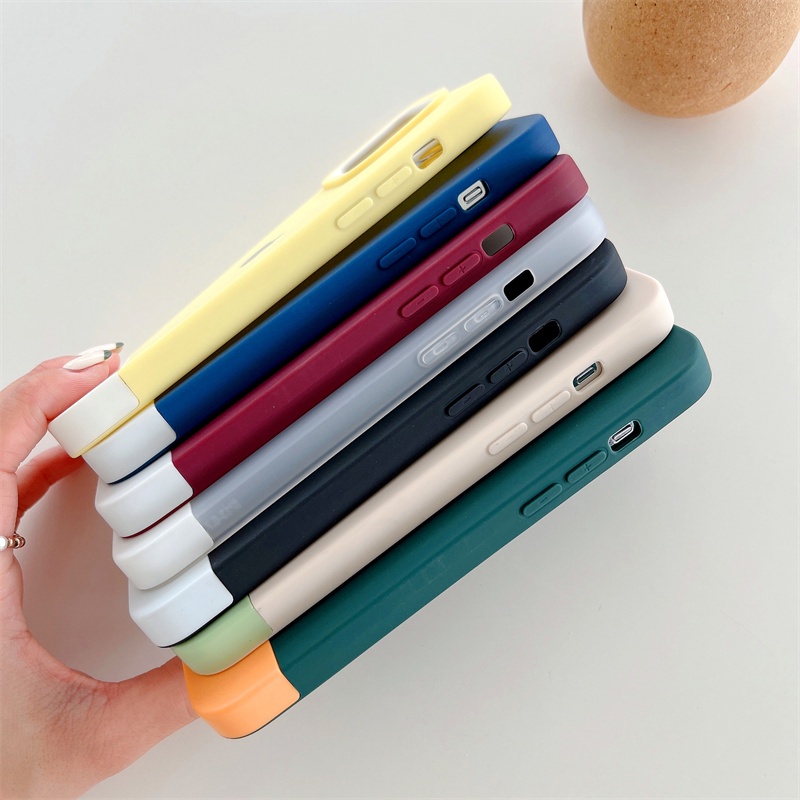 IPHONE Jahitan Silikon case Iphone14 pro max Case13 12 11 pro Max14 plus three-in-one simple shockproof soft cover Pelindung