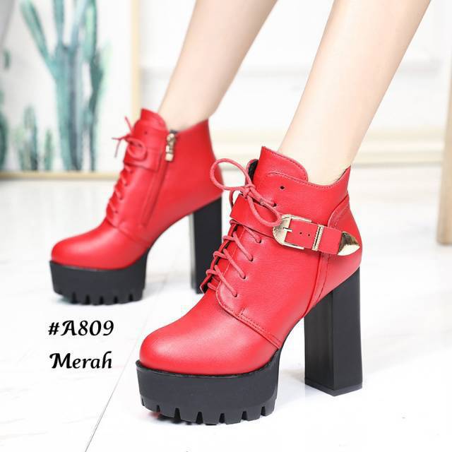 SEPATU BOOTS WANITA  HIGH BLOCK KOREA #A809