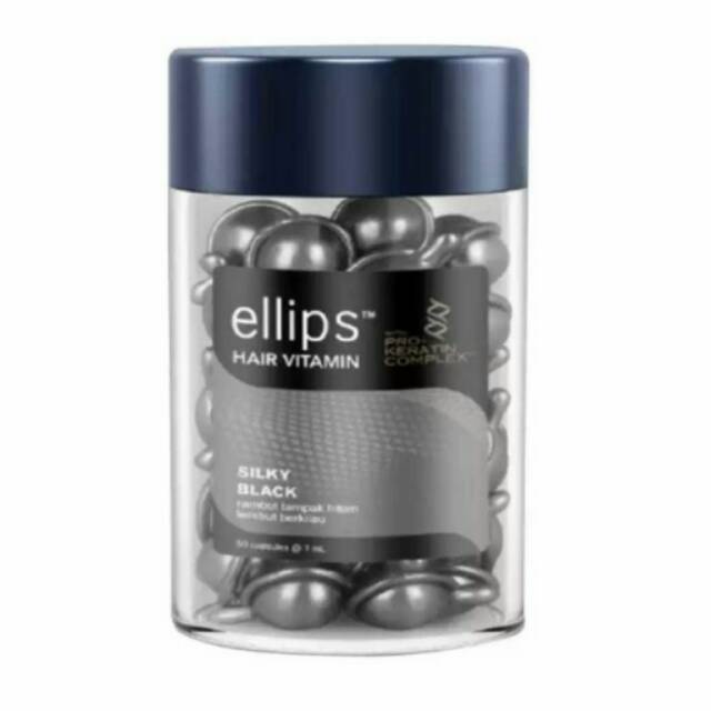 Ellips Hair Vitamin Penghitam Rambut Pro Keratin Silky Black Jar 50pcs