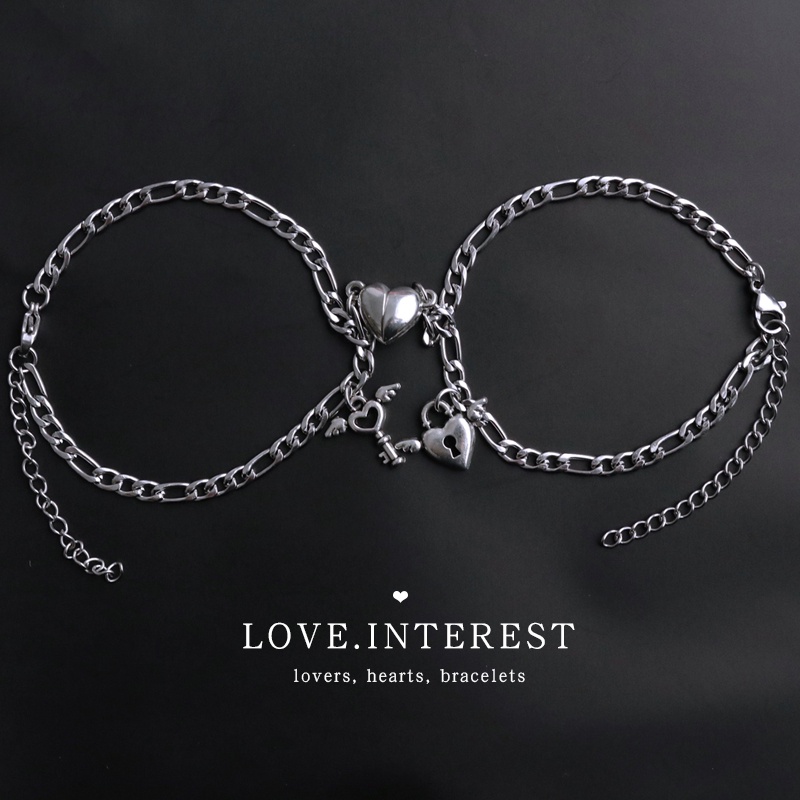2pcs / Pasang Gelang Magnet Bentuk Hati Untuk Pasangan