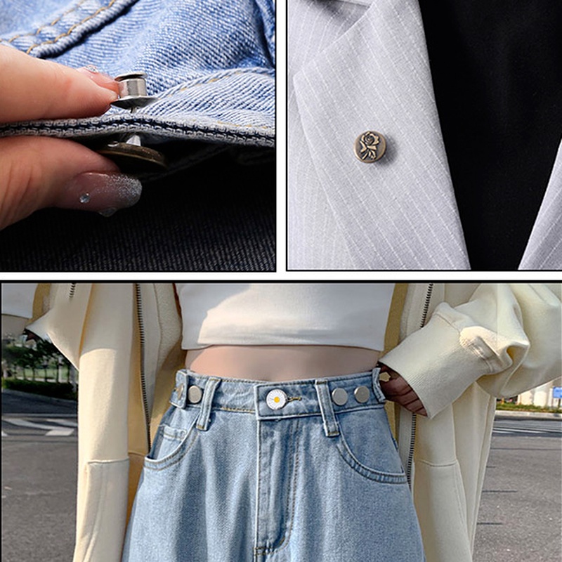 Kancing Jeans Dapat Dilepas Kancing Jepret Kancing Pinggang Adjustable Untuk Unisex