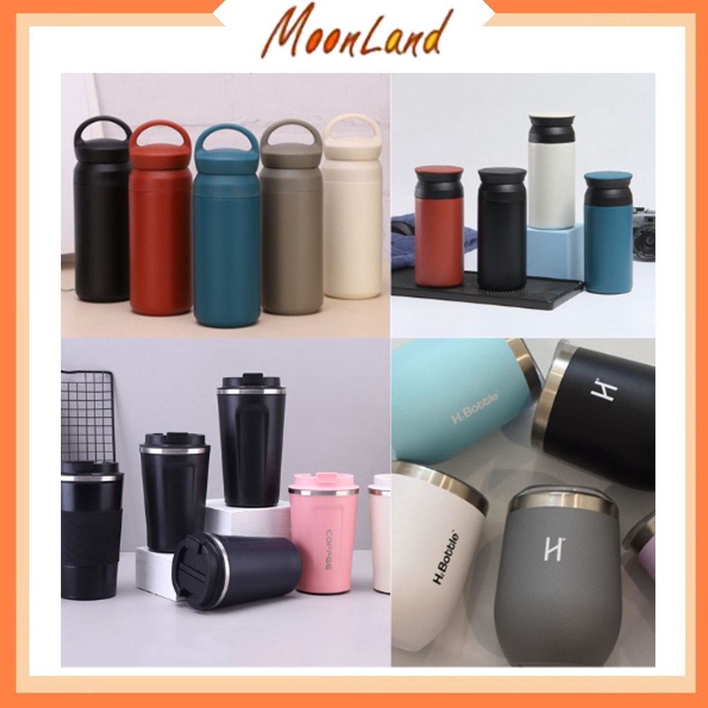 MoonLand Botol Air Minum tumblr jerami termos stainless steel ukuran 500ml cangkir termos jerami gandum