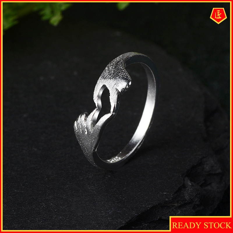 [Ready Stock]Creative S925 Silver Heart-Shaped Couple Ring