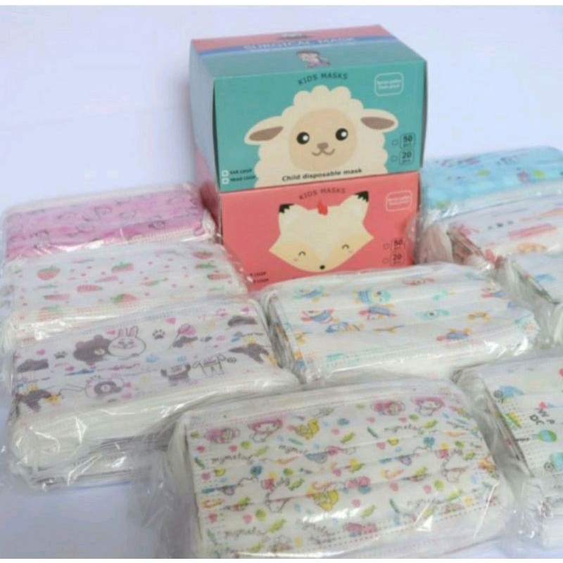 Masker Anak Motif 3 ply isi 50 pcs / Masker anak isi 50 pcs