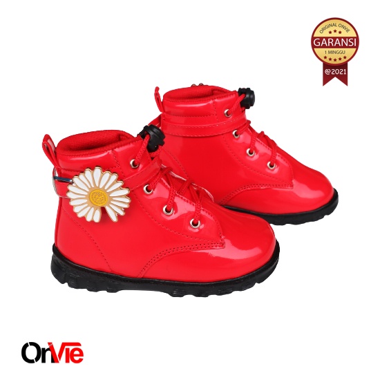 Sepatu Boots Anak Perempuan Motif Bunga Krisan | Sepatu Formal Onvie