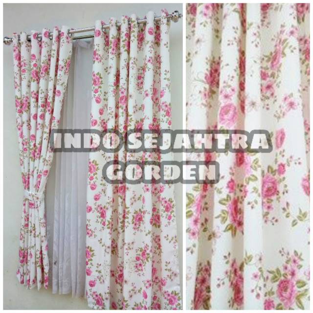 Gorden Jendela Pintu Blackout Shabby Chic pink Import Gorden Jendela Pintu Blackout Shabby Chic pink Import