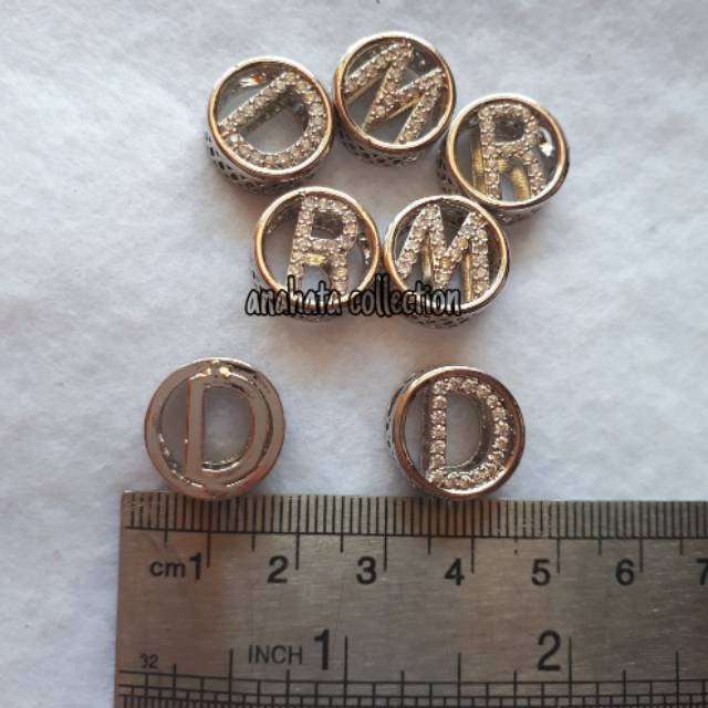 huruf xuping silver bulat besar liontin huruf kalung