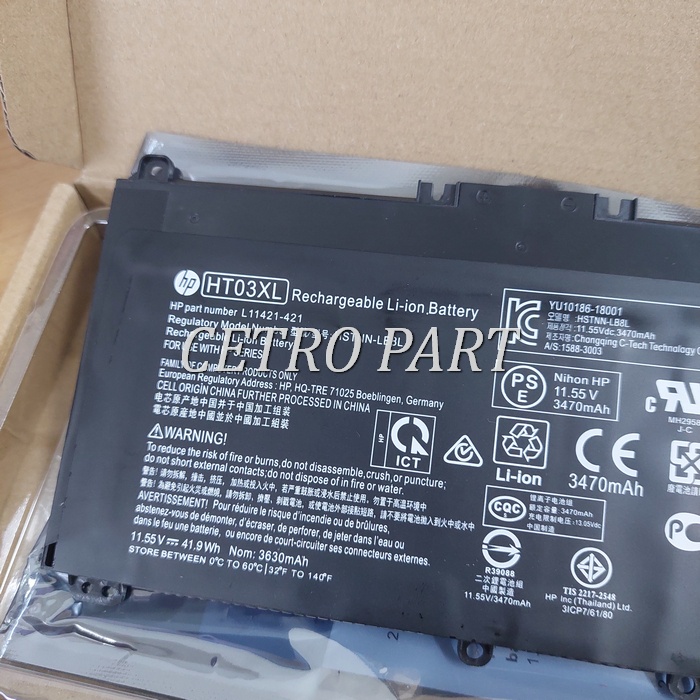 Baterai Laptop HP 14-CE0014TU 14-CE0000 HT03XL 15-CS HT03 HT03XL - BERGARANSI